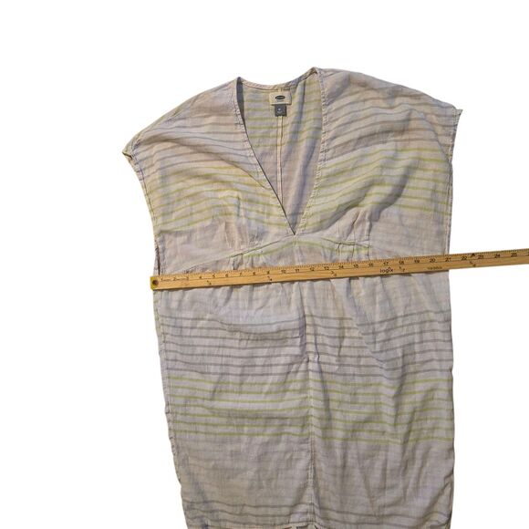 Y2K Old Navy Dress Swim Cover M Linen Hippie Baby Doll Fringe Coastal Beachy - Picture 7 of 8